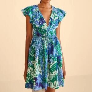 Farm Rio Jungle Panther Green Mini Dress